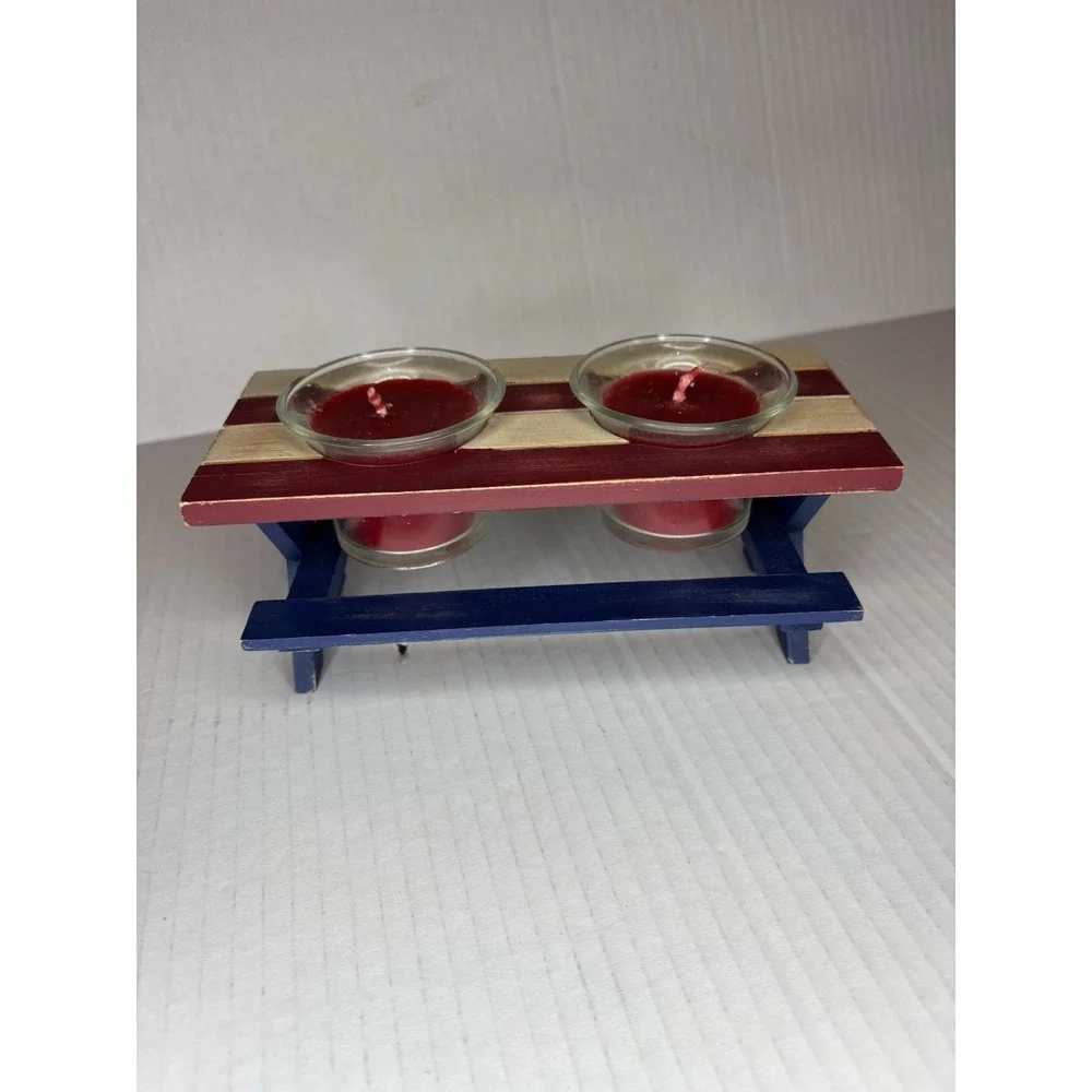 Picknick Table Votive Candle Holder Patriotic